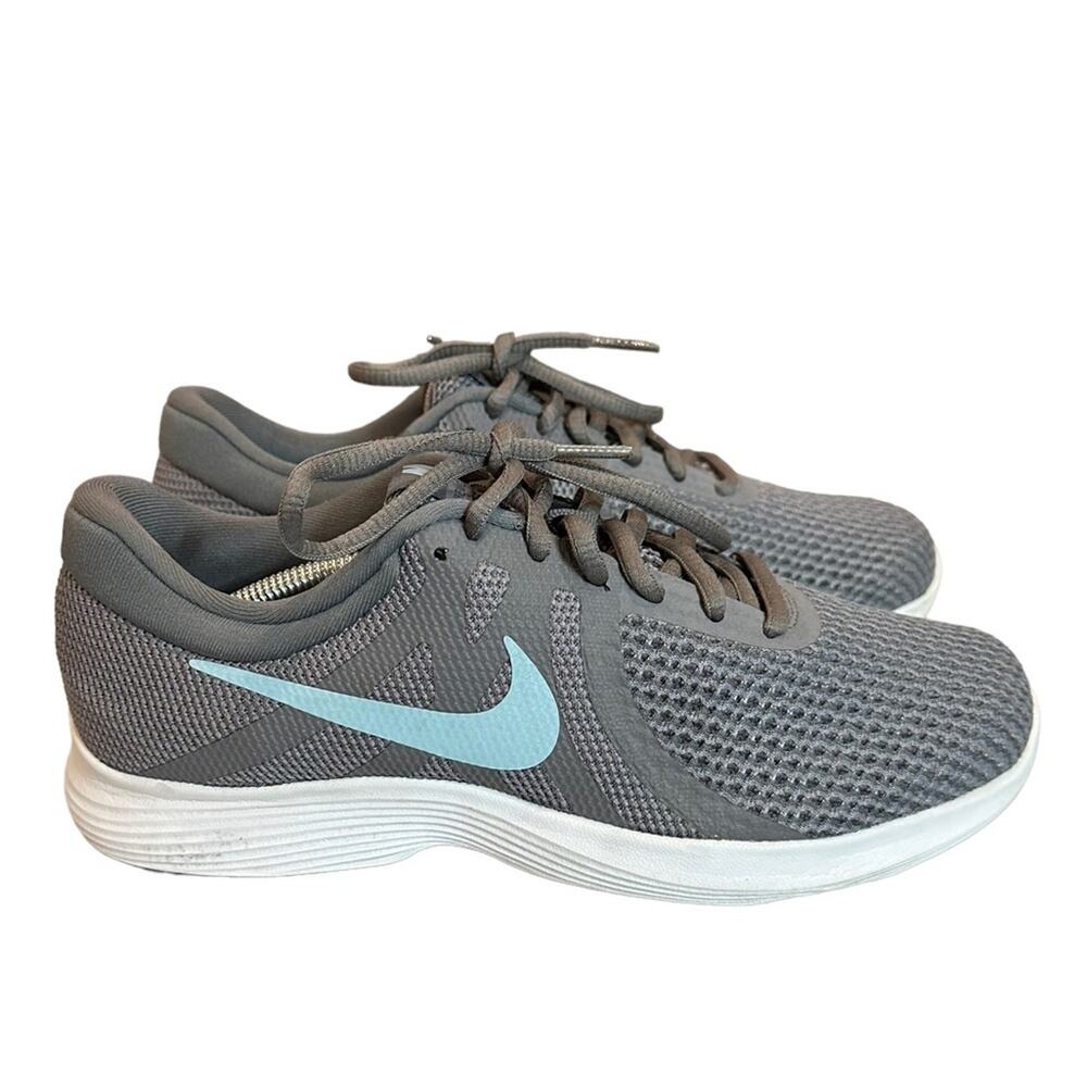 NIKE revolution gray knit‎ uppers Lace-up running sneakers size 7.5